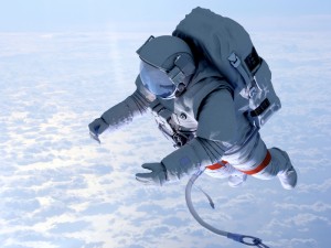 Astronaut above the clouds