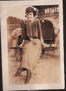 judy sitting on truck, smaller